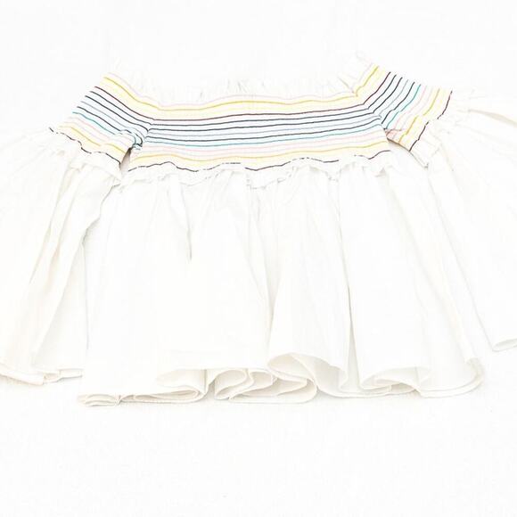 Greyson Off the Shoulder Top Balloon Sleeves White Multicolor Stitch Size XS - Picture 7 of 7